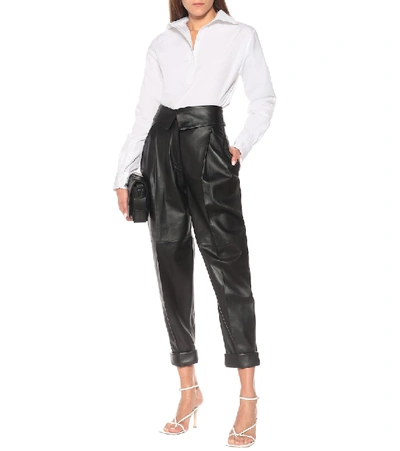 Shop Proenza Schouler Cropped Leather Pants In Black