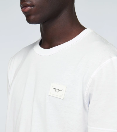 Shop Dolce & Gabbana Cotton T-shirt With Logo Plaque In White