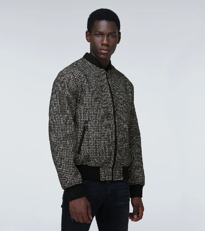 Shop Dolce & Gabbana Houndstooth Bomber Jacket In Black