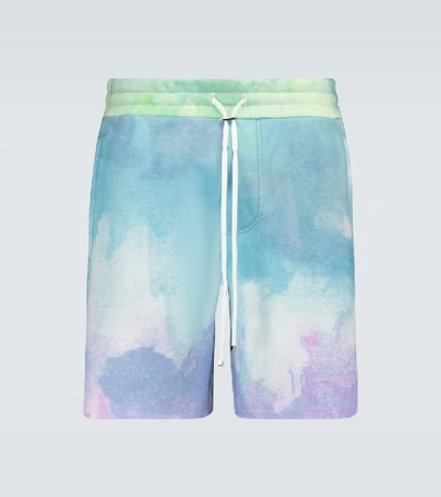 Shop Amiri Watercolor Printed Sweatshorts In Multicoloured