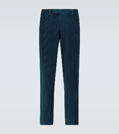 Shop Etro Wide-leg Corduroy Pants In Blue