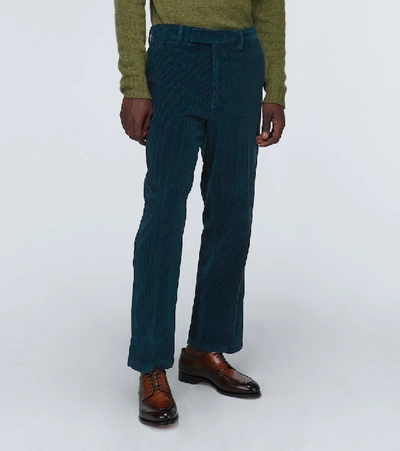Shop Etro Wide-leg Corduroy Pants In Blue
