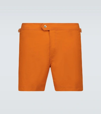 Shop Tom Ford Classic Swim Shorts In Orange