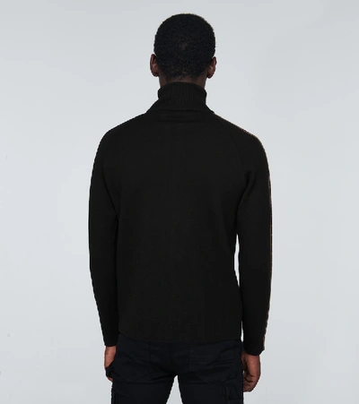 Shop Fendi Zipped Knitted Cardigan In Black