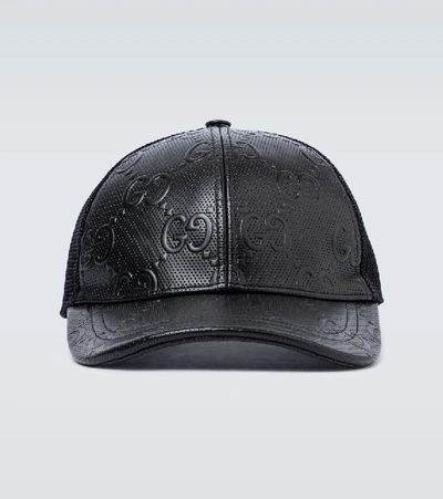 Shop Gucci Gg Embossed Baseball Hat In Black