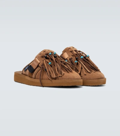 X Suicoke Zavo Fringed Slippers In Brown