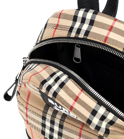 Shop Burberry Vintage Check Leather-trimmed Canvas Backpack In Beige