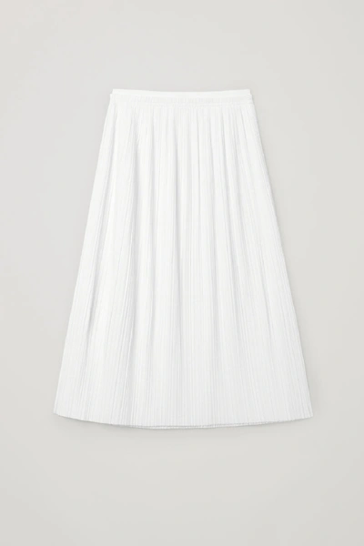 Shop Cos Cotton Long Pleated Skirt In White