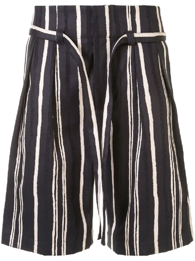 Shop Cerruti 1881 Striped Deck Shorts In Blue
