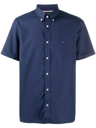 Shop Tommy Hilfiger Embroidered Logo Shirt In Blue