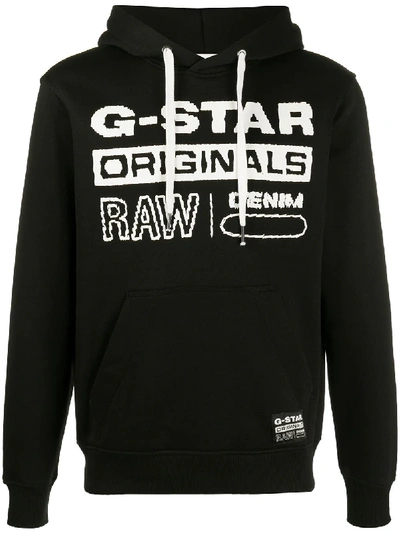 G-star Raw Originals Logo Print Hoodie In Black | ModeSens