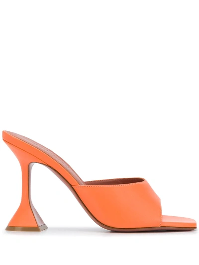 Shop Amina Muaddi 100mm Lupita Sandals In Orange