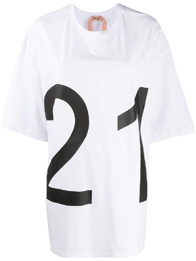 Shop N°21 Logo-print Oversized T-shirt In White