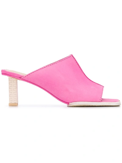 Shop Jacquemus Carino 70mm Square-toe Mules In Pink