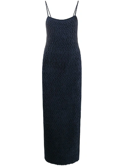 Shop Jacquemus Velvet Spaghetti Straps Dress In Blue