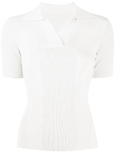 Shop Jacquemus Polo Open Back Knitted Top In White