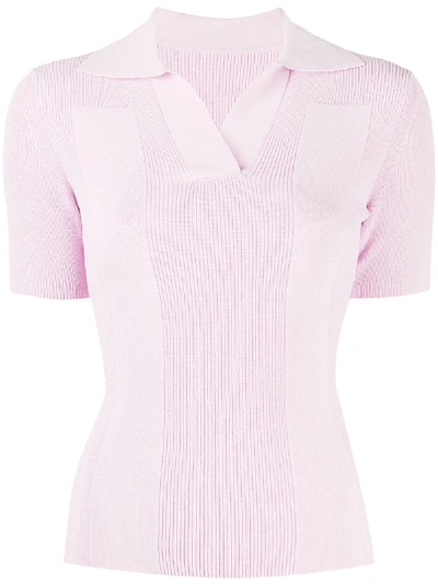 Shop Jacquemus Polo Open Back Knitted Top In Pink