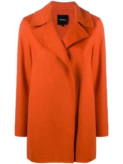 Shop Theory Knitted Open Front Coat In Orange
