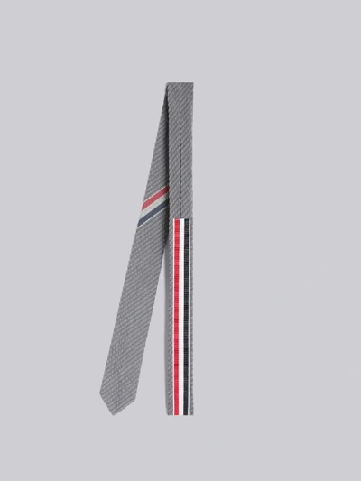 Shop Thom Browne Light Grey Wool Seersucker Tricolor Stripe Classic Tie