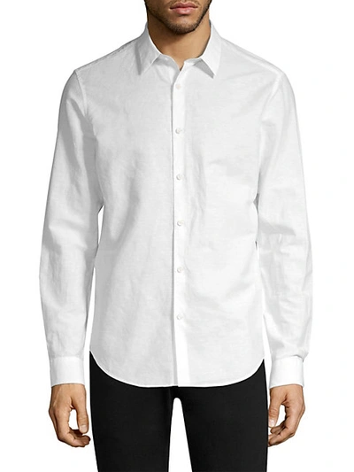 Shop Theory Irving Linen-blend Shirt In Olympic