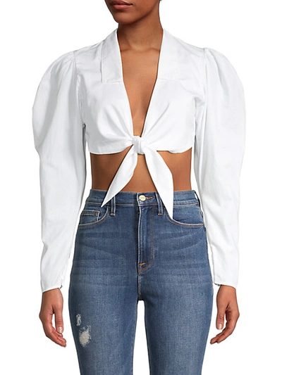 Shop Weworewhat Bisou Crop Top In White