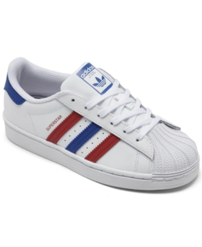 Shop Adidas Originals Little Kids Superstar Casual Sneakers From Finish Line In White, Blue