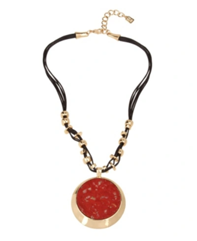 Shop Robert Lee Morris Soho Jasper Stone Pendant Necklace In Ruby Red