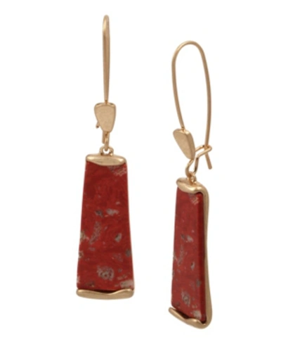 Shop Robert Lee Morris Soho Geometric Jasper Stone Long Drop Earrings In Ruby Red