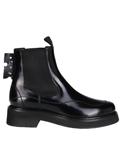 Shop Off-white Leather Chelsea Ankle Boots In Black