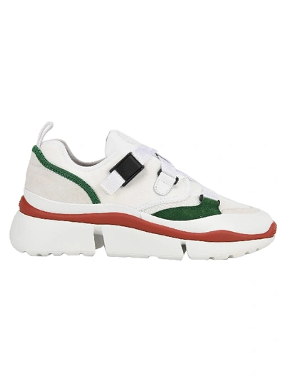 Shop Chloé Sonnie Low-top Sneakers In Jungle Green White