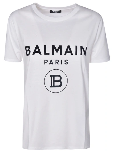 Shop Balmain Round B Logo Print T-shirt