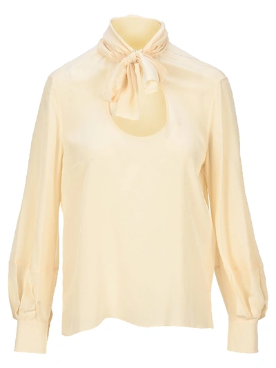 Shop Chloé Chloe Scoop Neck Blouse In Seedpearl Beige