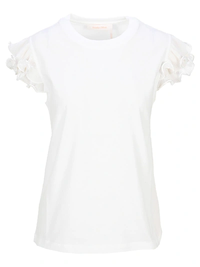 Shop See By Chloé See By Chloe Frilly T-shirt In White