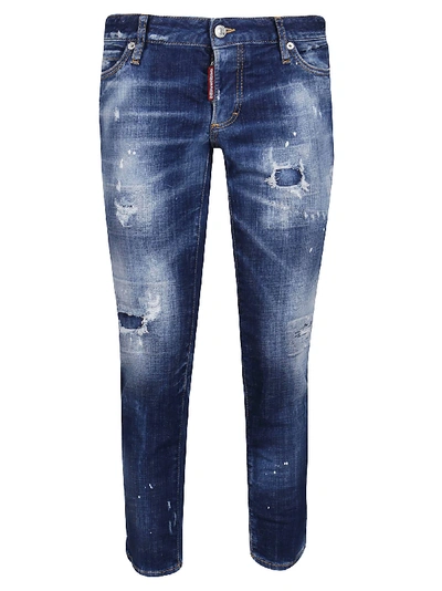 Shop Dsquared2 Blue Cotton Blend Jeans In Blue Denim