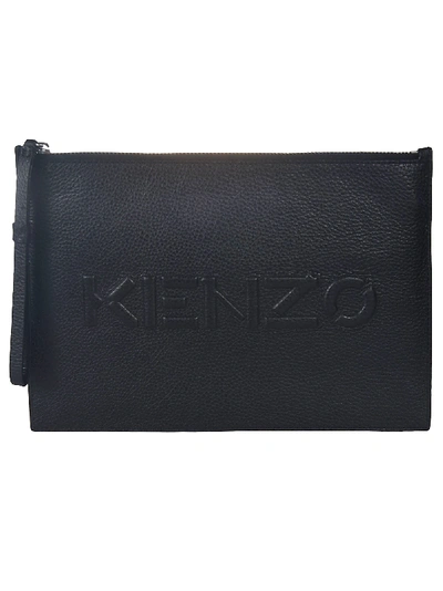 Shop Kenzo Embossed Logo Large Clutch In Nera