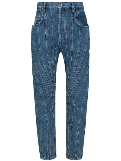 Shop Mugler Seam-detail Boyfriend Jeans In Blue