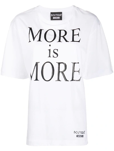 Shop Boutique Moschino More Is More-print Cotton T-shirt In White
