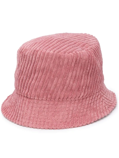 Shop Isabel Marant Ribbed Logo Embroidered Bucket Hat In Pink