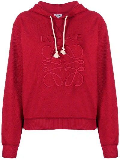 Shop Loewe Logo-embroidered Hoodie In Red