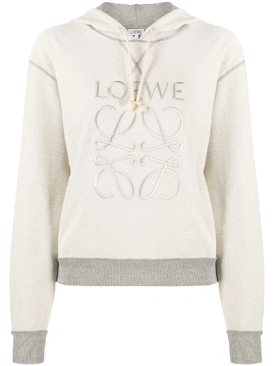 Shop Loewe Logo-embroidered Hoodie In Grey