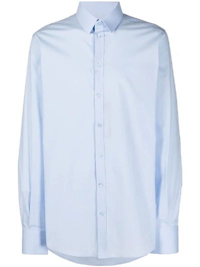 Shop Dolce & Gabbana Gold-fit Cotton Shirt In Blue