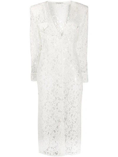 Shop Alessandra Rich Lace Button Front Dress In White