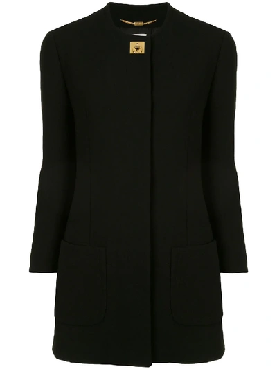 Pre-owned Celine  Twist-lock Coat In Black