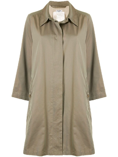 Pre-owned Chanel 1990s Thigh-length Shift Coat In Neutrals