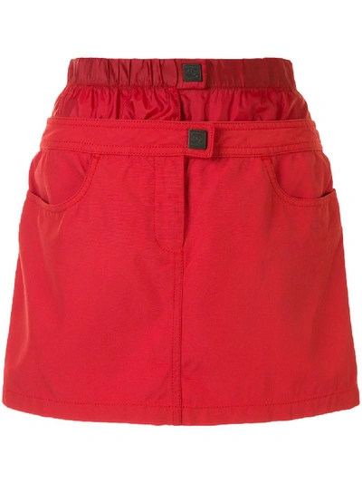 Pre-owned Chanel 2003 Sport Line Layered Skirt In Red