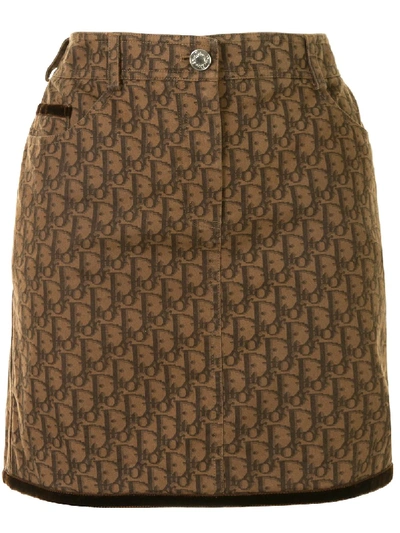 Pre-owned Dior  Trotter Denim Skirt In Brown