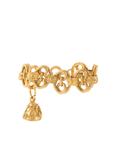 Pre-owned Chanel 1994 Bell Motif Chain Bracelet In Gold