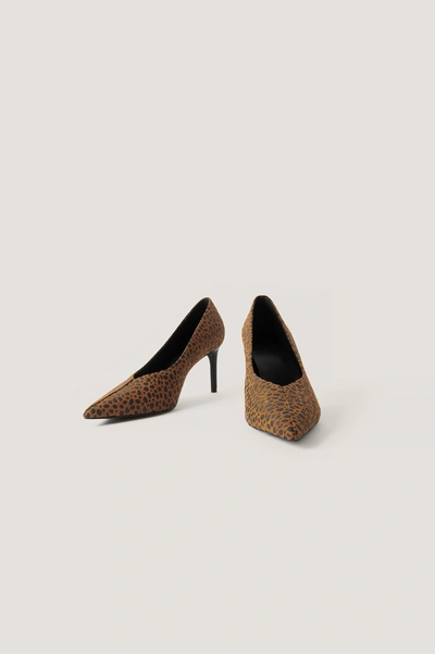 Shop Na-kd Pointy V-cut Pumps - Brown In Tan