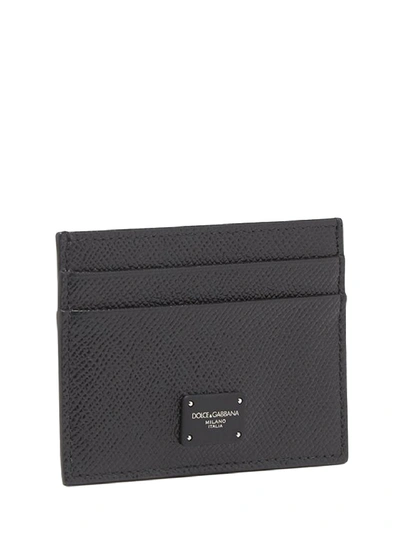 Shop Dolce & Gabbana Calf Credit Card Holder In Black