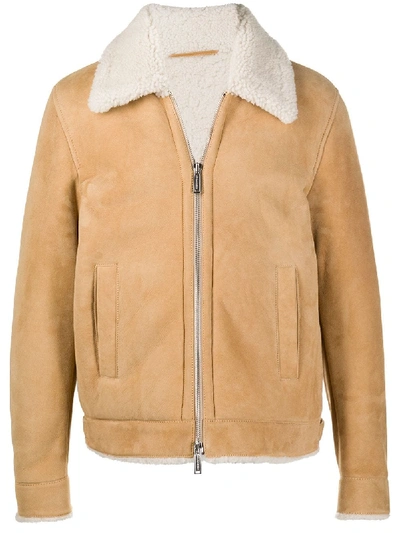 Shop Dsquared2 Shearling Zipped Jacket In Neutrals